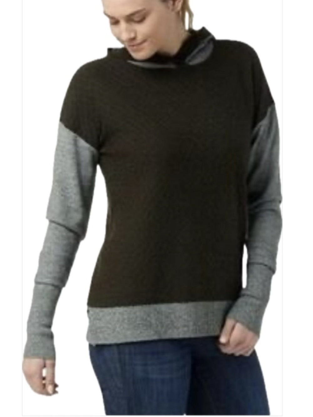 Smartwool Shadow Pine Colourblock Hooded Crew Sweater Small Charcoal Grey